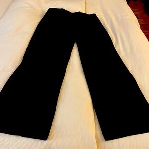 Black wide leg wool trouser